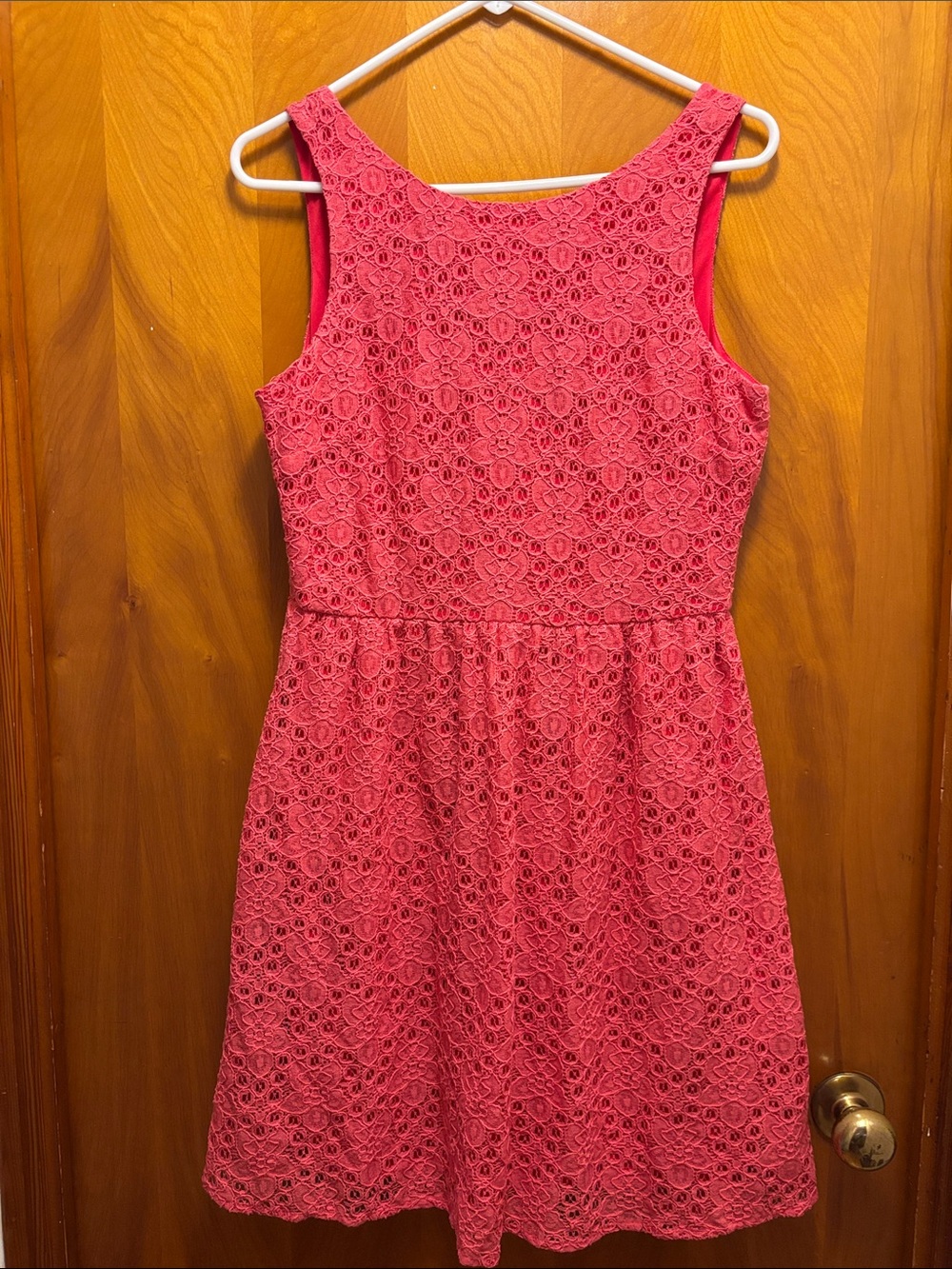 The Limited Women’s Sleeveless Lace A-Line Dress in Coral Pink